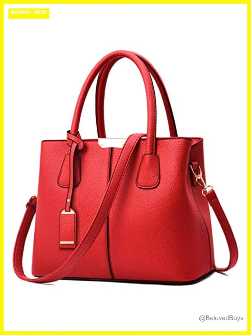 Faux Leather Top Handle Satchel Tote with Removable Crossbody Strap